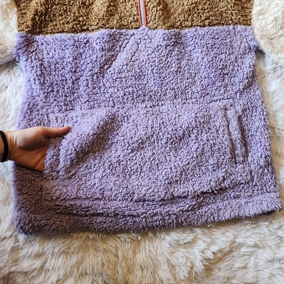 Gap Colorblock Sherpa Teddy 1/4 Zip Pullover Henley Sweater - Picture 8 of 10